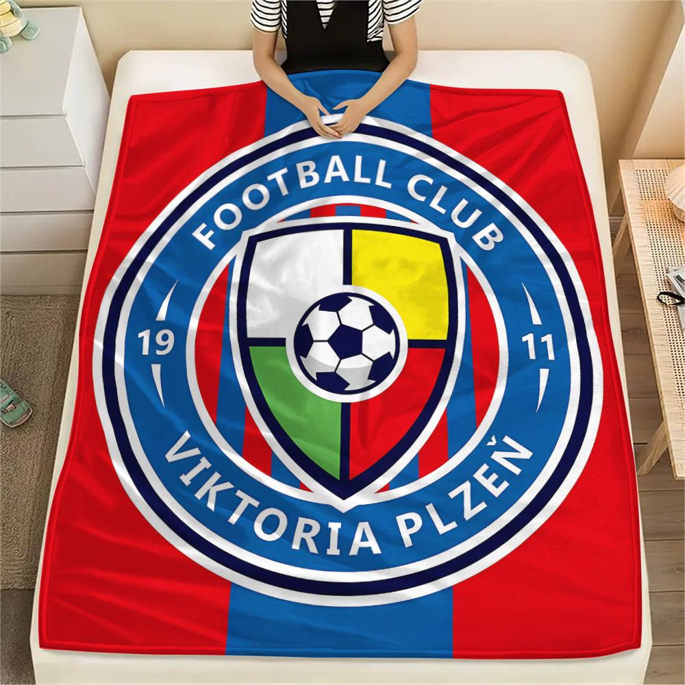 1pz Coperta in Flanella con Stampa FC Viktoria Plzen, Alta qualità per Tutte le Stagioni, Decorazione per la Casa, Calore e Comfort, Perfetta per Regali di Natale