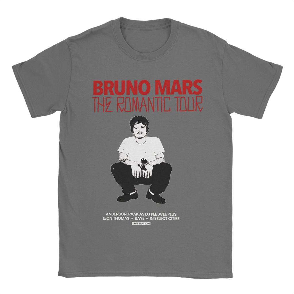 Bruno Mars The Romantic Tour TShirt Unisex  Vintage Pure Cotton Tees Round Neck Short Sleeve T Shirts Plus Size Tops