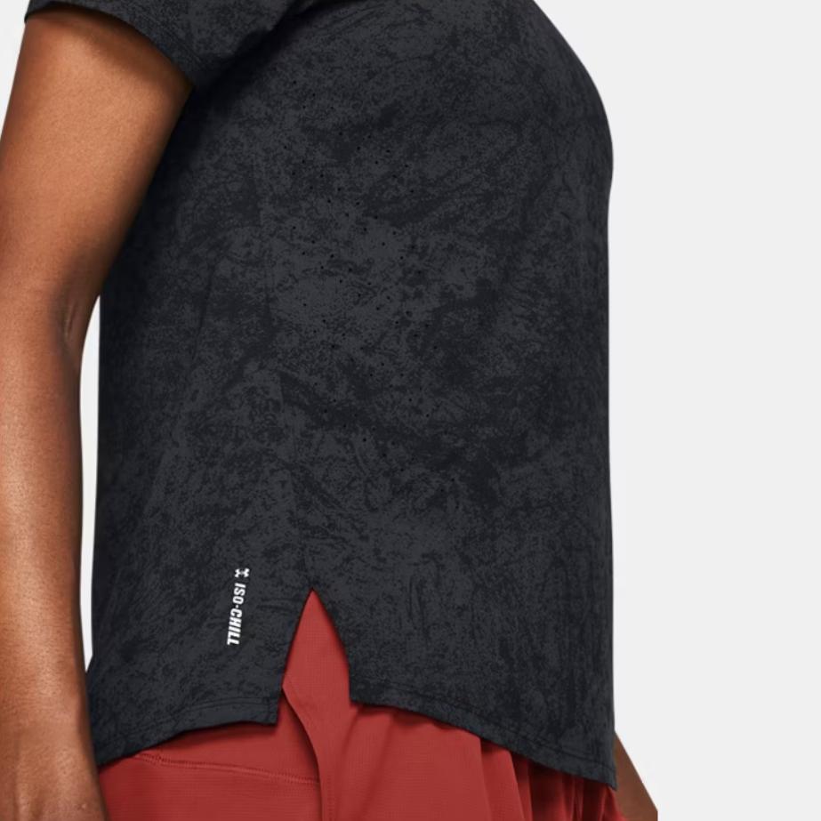 Under Armour Launch Elite Solid Color Crew Neck Short Sleeve T-Shirt Women Tops Black 1383365-002