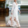 Women's Long Mesh Splicing Slim Fit Dress, Versatile Printed Maxi Dress for Casual Wear
