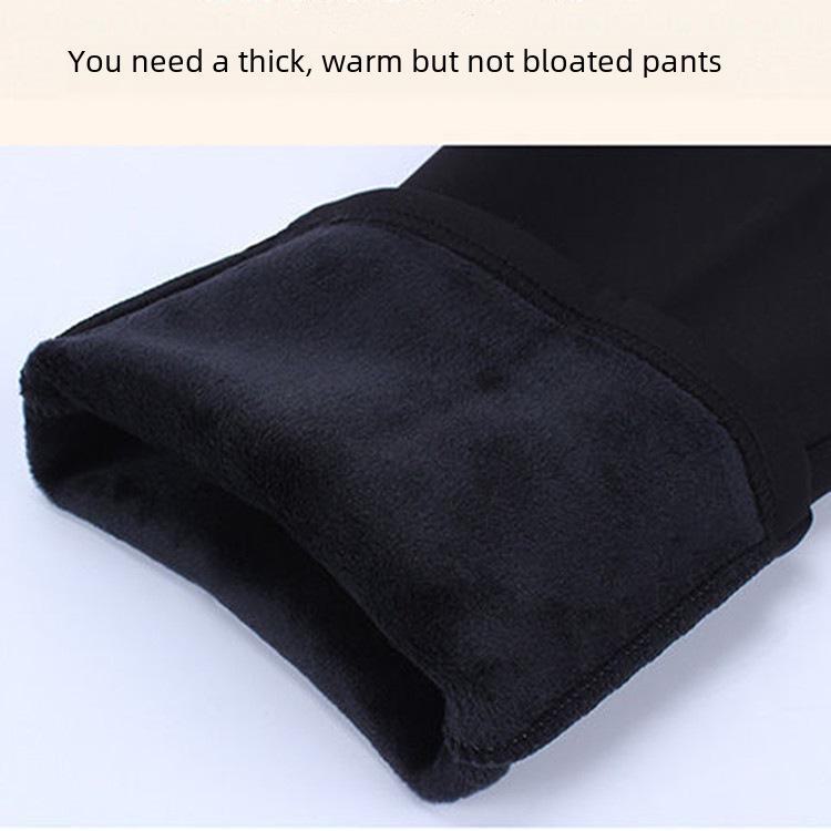Women's High Waist Straight-Leg Velvet Pants - Autumn/Winter, Thick Black Trousers for Middle-Aged & Elderly.
