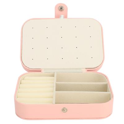 Travel Jewelry Box Portable Mini Jewelry Storage Box Double Layer PU Leather Jewelry Organizer for Earrings Rings