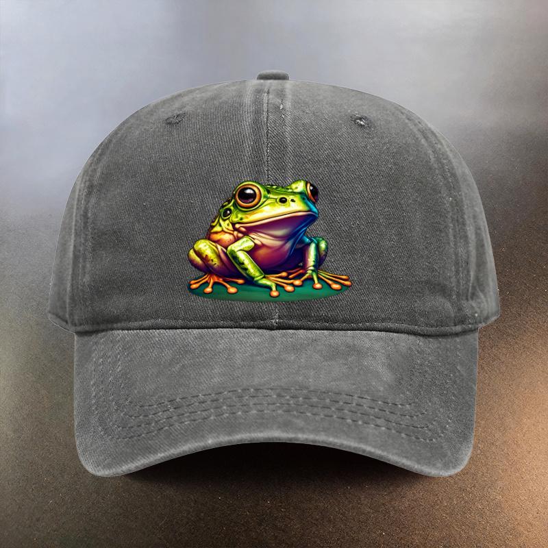 A Cute Frogprint Washed Hat a Sunshading Baseball Cap for Daily Outings a Musthave Fashionable Couples Hat a Versatile Vi