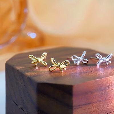 Sweet Bow Earrings for Women with Line Design Sense Fashion Girl Heart New Earrings