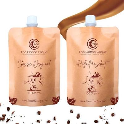 The Coffee Clique | Classic Original + Hello Hazelnut | Beaten Coffee Paste | Cafe Like Cappuccino At Home | Combo of 2 | 210 Grams | Flavoured Coffee