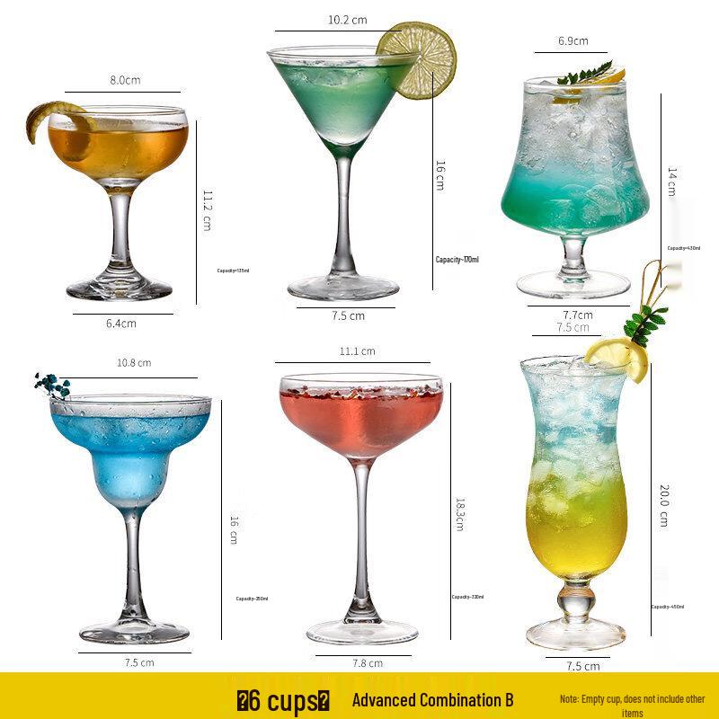 Glass Cocktail and Collins Cup Set