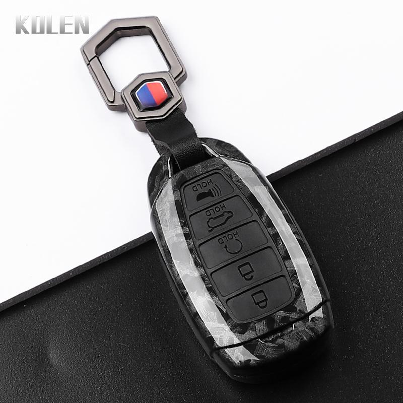 Abs Carbon Fiber Style Car Key Case Cover Hyundai Elantra Grandeur Accent Solaris Sonata Palisade Kona Creta I20 I30 Ix35 Ix25