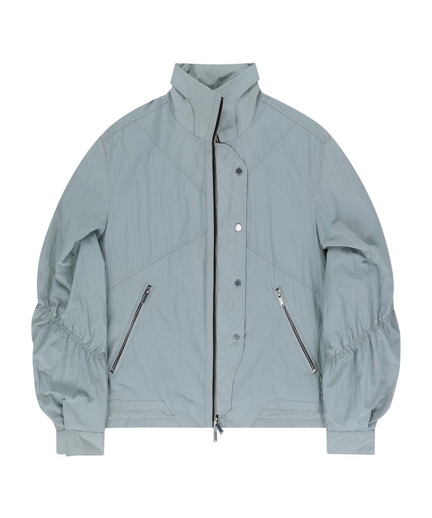 Ungimmick Shirred Nylon Windbreaker Jacket (Ash Gray)