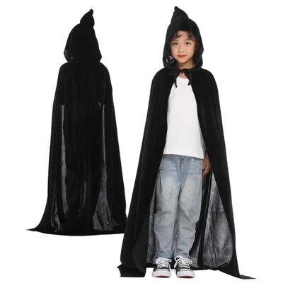 Morytrade Cadı Pelerini, Kapüşonlu Cosplay Pelerini, Kadife Gibi, Çocuklar ve Yetişkinler için, Cadılar Bayramı ve Noel (Siyah, 170cm)