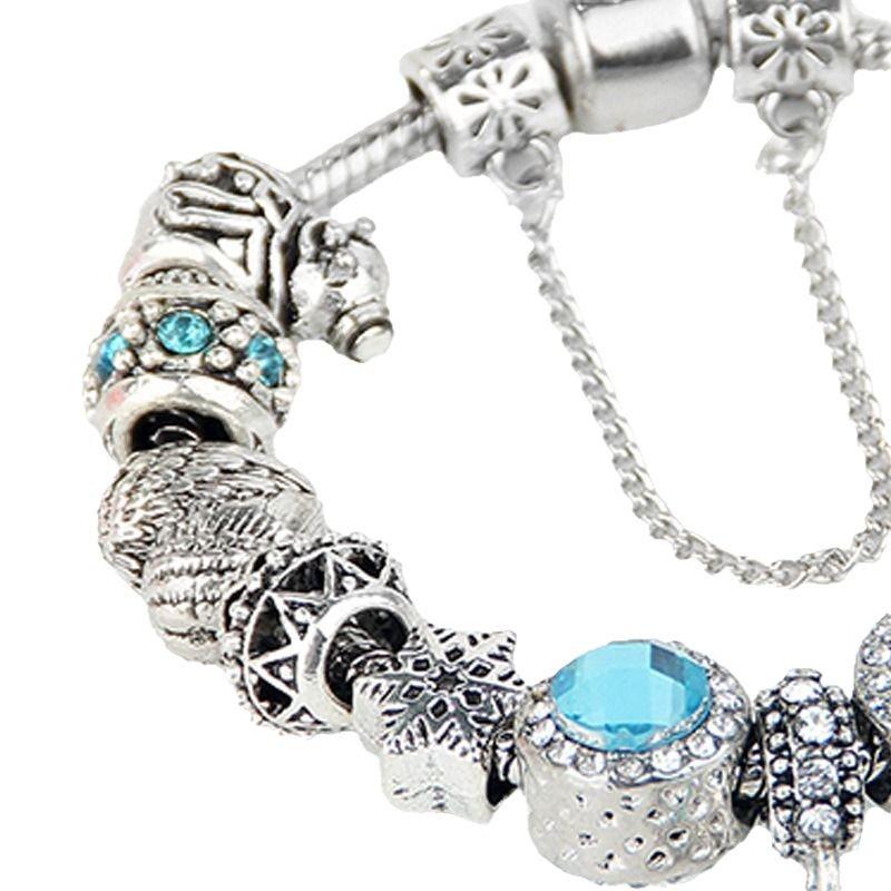 Snowflake & Santa Claus Charm Bracelet with Large Beads for Christmas.