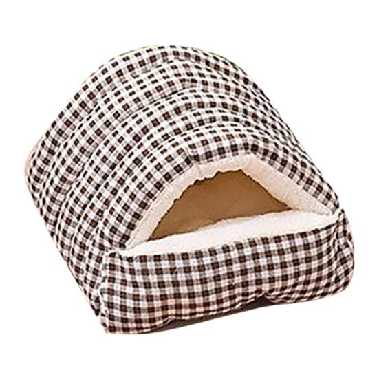 

Кошачье гнездо-кровать Зимняя теплая пещера для питомца Домик-палатка с мягкой плюшевой подстилкой для домашних кошек и щенков Съемная моющаяся S чёрный