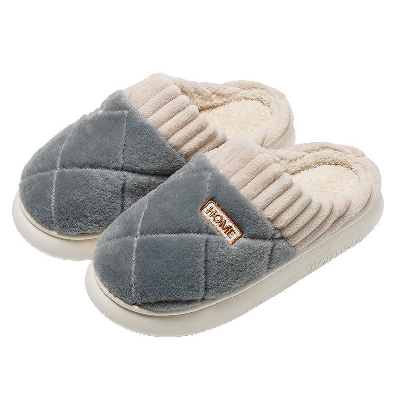 Cotton Slippers Men's Winter New Home Couple Thick Bottom Warm Non-slip Indoor Household Wool Slippers Women