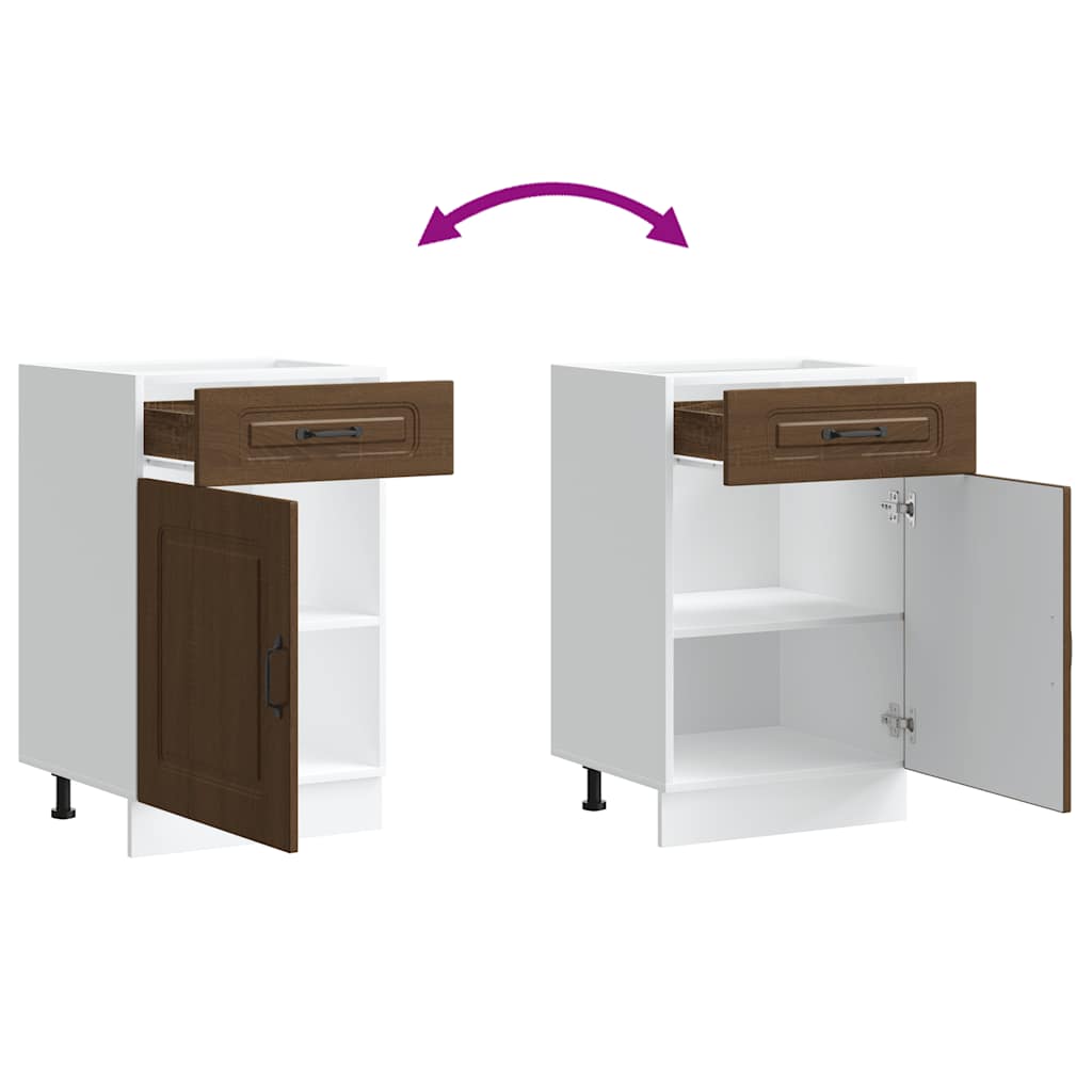 Kalmar Kitchen Base Cabinet Brown Oak Effect Particleboard