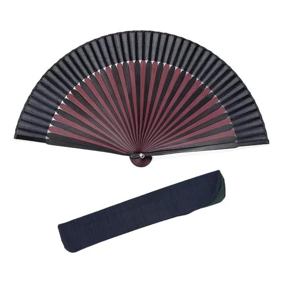 [KYOETSU] Folding Fan, Pure Silk, Solid Color, 2-Piece Set (Fan, Fan Case), Men's (17)