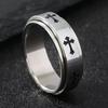 HNSP 316L Stainless Steel Cross Ring For Men 2025 New Rotating Ring Male Finger  Accessories