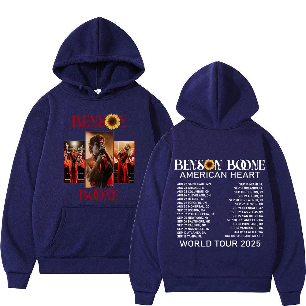 Benson Boone American Heart Tour 2025 Vintage Print Sweatshirt Men Women Fashion Pullover Long-sleeved Punk Hip-hop Loose Hoodie