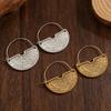 1 Pair Women Earrings Retro Bohemia Style Drop Earrings Fan-Shaped Semicircular Design Distressed Earrings