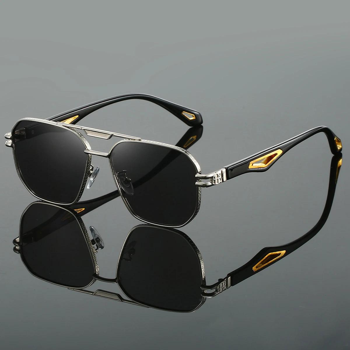 

Vintage Square Sunglasses Men New Classic Double Bridge Gradient Shades Trendy Retro Brand Designer Outdoor Anti-Glare Eyewear 1PC