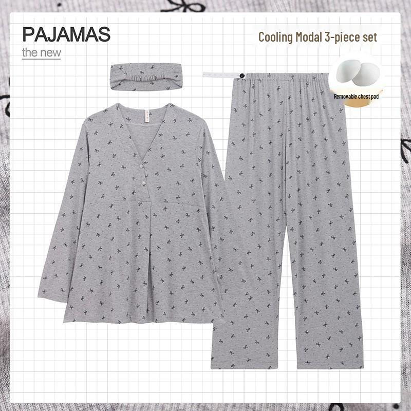 Xia Modal těhotenské pyžamo: Nastavitelné kojicí oblečení na spaní pro těhotenství a poporodní období