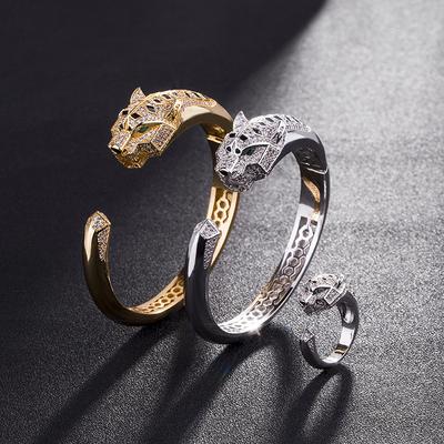 New Fashion Diamond Inlaid Mechanical Leopard Head Bracelet for Women, Animal Hand Accessories
