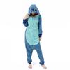 Damen-Schlafanzug mit Cartoon-Figuren, dicker Polarfleece, Knopfverschluss, tiefer Schritt, lange Ärmel, Kapuze mit Ohrendekor, Winter-Nachtwäsche, Party-Cosplay-Outfit