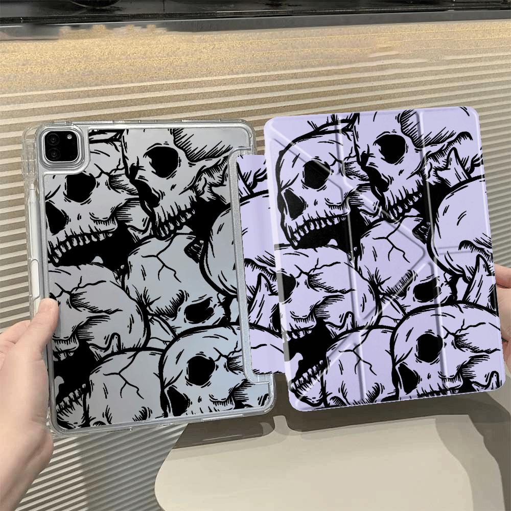 Creative Skull Y-Fold Holder Cover Tablet Case For iPad Mini 6 7 Air 4 5 M3 M2 1 2 M4 11inch Pro 2025 Pro 11th 10th 9th 8th 7th