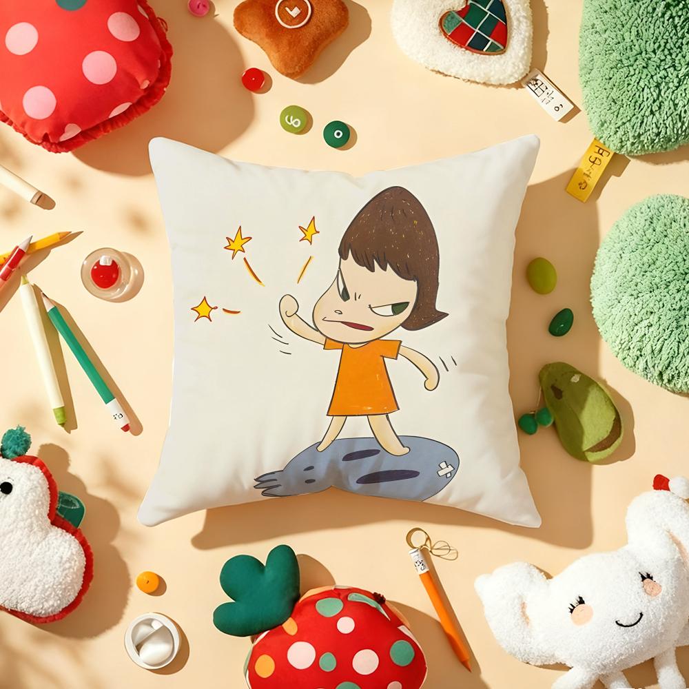 Yoshitomo NNaraS Anime Cushion Cover Plush Fabric Soft DoubleSided Printed Sofa Warm Winter Home Gift Pillow Cover