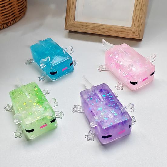Clear Salamander Cube Squeeze Toy Stress Relief Glitter Salamander Sugar Ball Sensory Toy Decompression Salamander Fidget