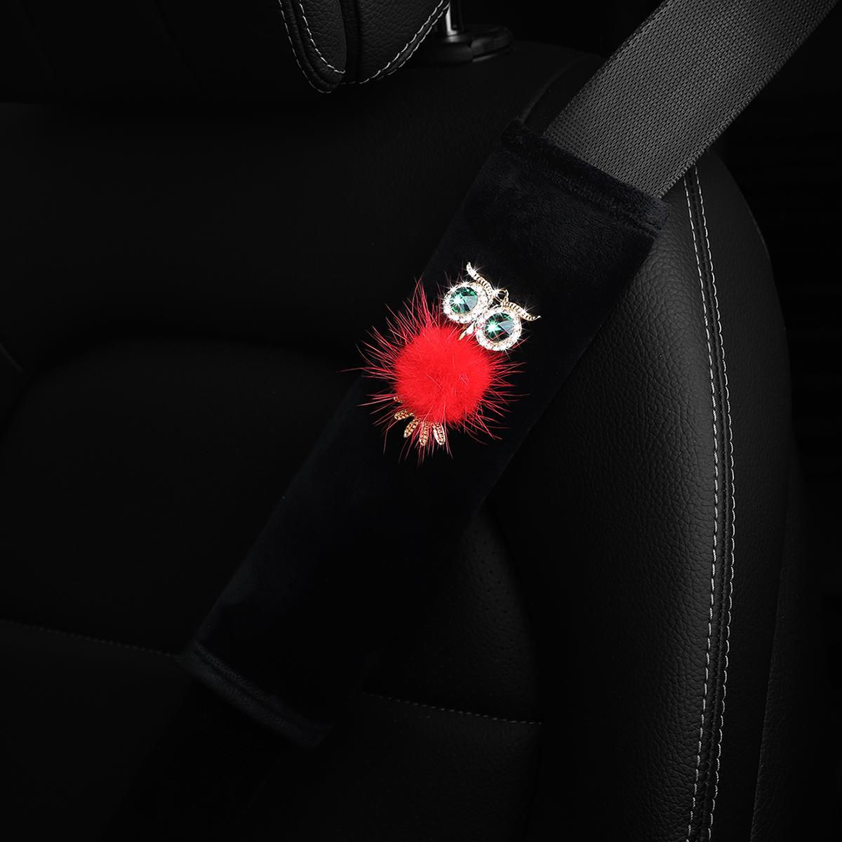 

1 Owl plush set with rhinestone Blingbling Soft Comfort Car supplies Comfort seat belt shoulder stra червоний