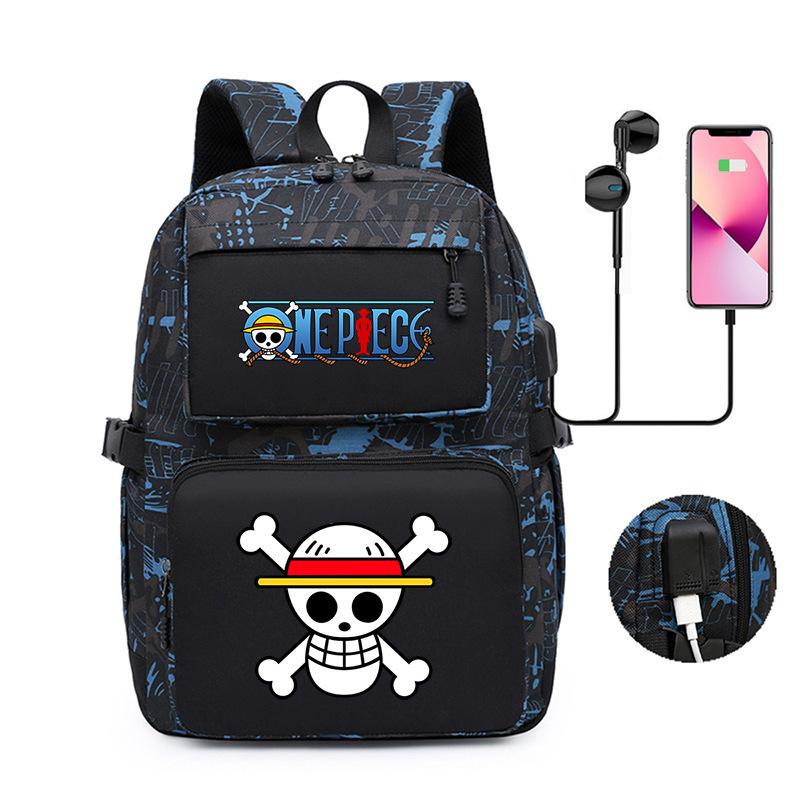 Popular One Piece Periphery, Printed Backpack, Large-Capacity Schoolbag For Young Students, Usb Computer