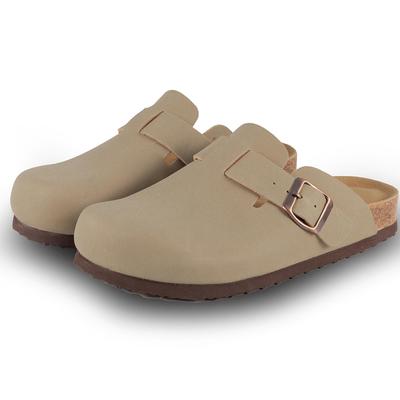 Modne Kidmi Męskie Zamszowe Chodaki Damskie Unisex Skórzane Klapki Miękka Wkładka z Korka Regulowane Zapięcie Klapki Ziemniaczane Buty z Podparciem Łuku