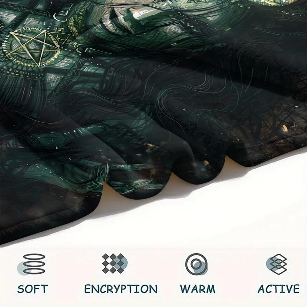 1Pc Alien Earth Print Flannel Blanket, High Quality Comfortable for All Seasons, Home Decor, Warmth and Comfort, Perfect for Christmas Gifts