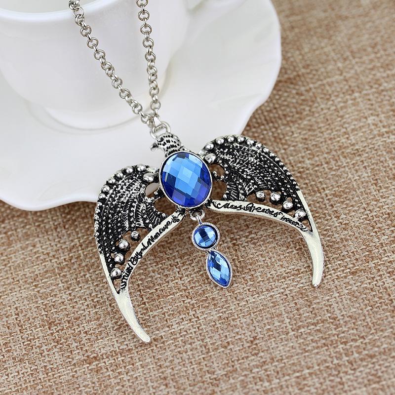 Blue Artificial Gemstone Crown Necklace, Lost Crown, Magic Academy Movie Jewelry Gift