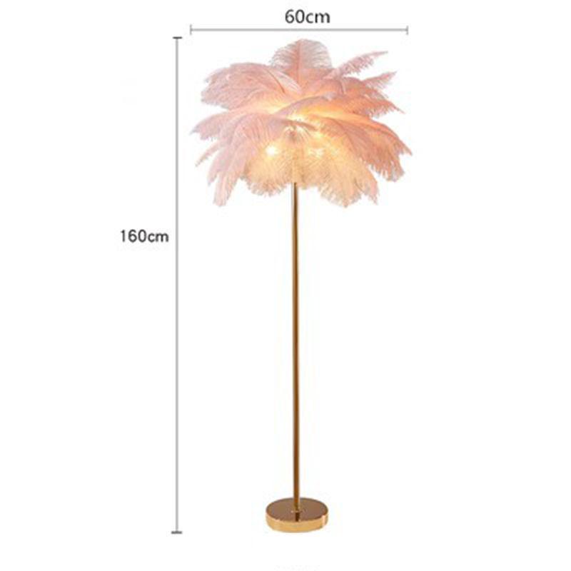 Ostrich Feather Romantic Floor Lamp - French Influencer Style for Living Room or Bedroom