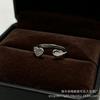 Kexin'er S925 Sterling Silver Zircon Heart Leaf Open Ring - Women's Versatile Light Luxury Finger Ring