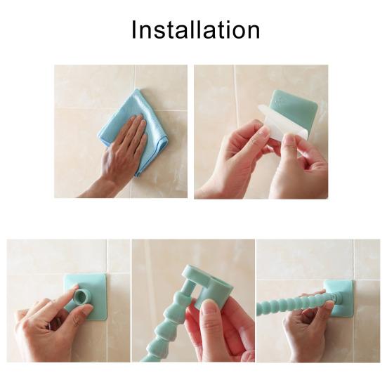 Shower Head Holder Adhesive Towel Hanger Rack Bathroom Organizer No Drilling Rack Hanger for Bath Ball Bathroom Storage Accessories