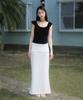 Rose Franz Folding Waist Maxi Long Skirt [Ivory]