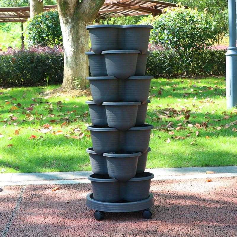 Vegetable Plastic Pot Family Balcony Strawberry Potted Plant Three Dimensional Multi-layer Space Saving Planting Flower Pots