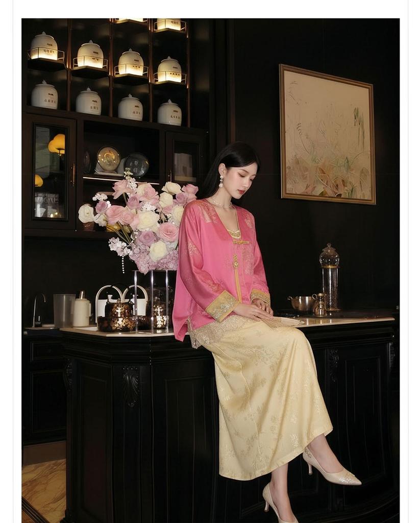 Spring Luxury Embroidered Chinese Style Camisole Dress Set P0160