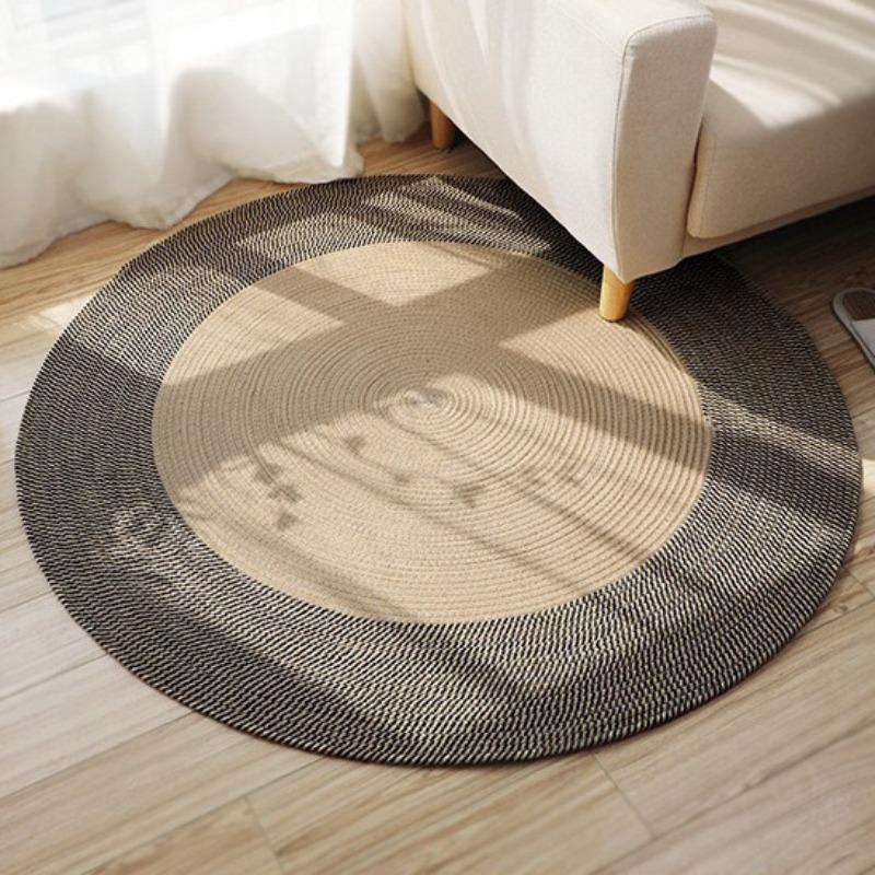 Japanese Rattan Woven Round Living Room Carpet Household Jute Light Luxury Style Mat Cat Scratch Board Matching Color Mat