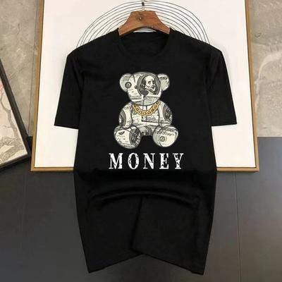 2024 Luxusní značka Money Bear Personalizovaný potisk Unisex tričko Bavlněné tričko Vysoce kvalitní unisex tričko Street Loose Top