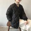 2025 Winter Women's Short Quilted Puffer Jacket, Diamond Pattern Collarless Down Cotton Coat