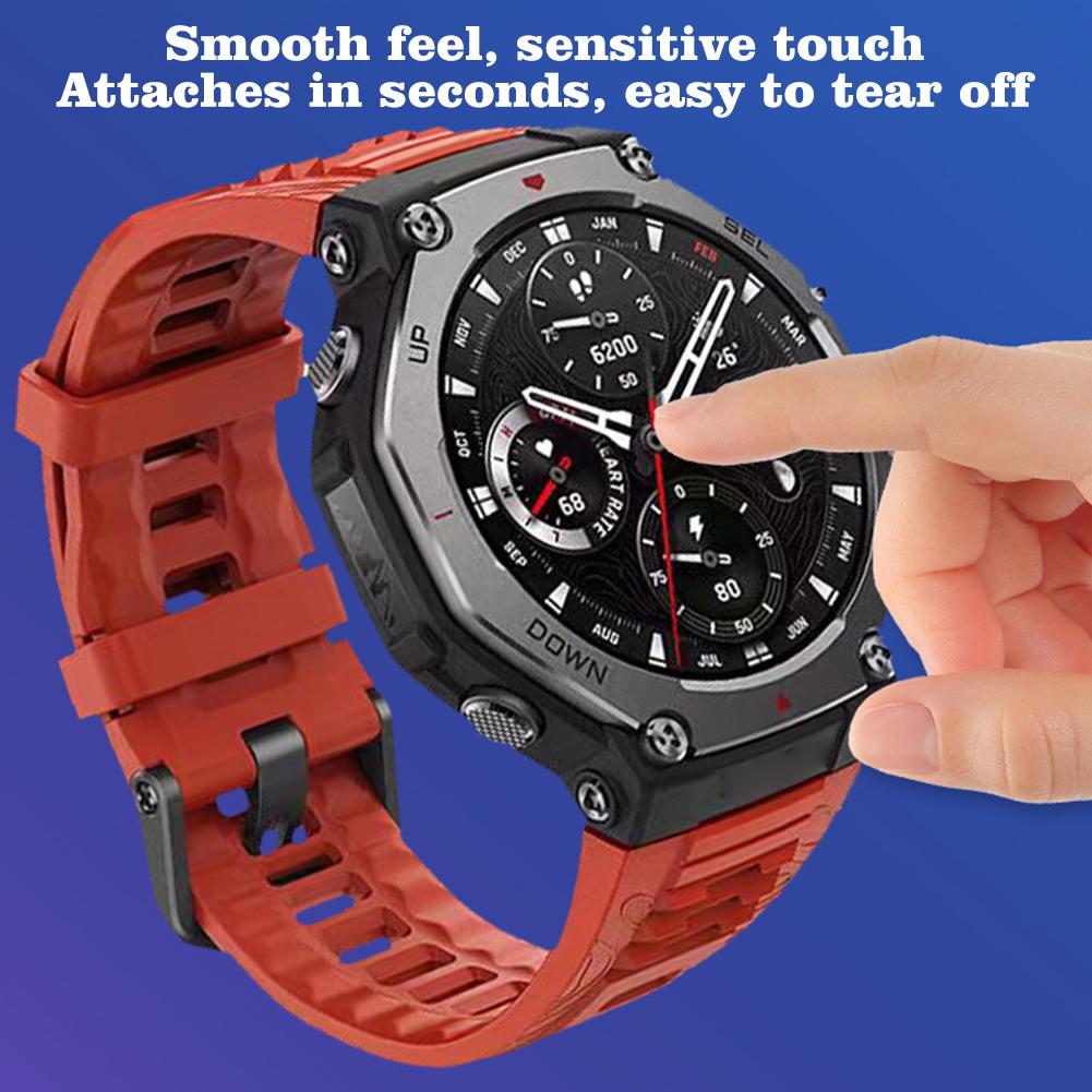 Tempered Glass Screen Protector for Amazfit T-Rex 3 Full Coverage Anti-Scratch HD Clear Protective Film for Smart Watch Daily