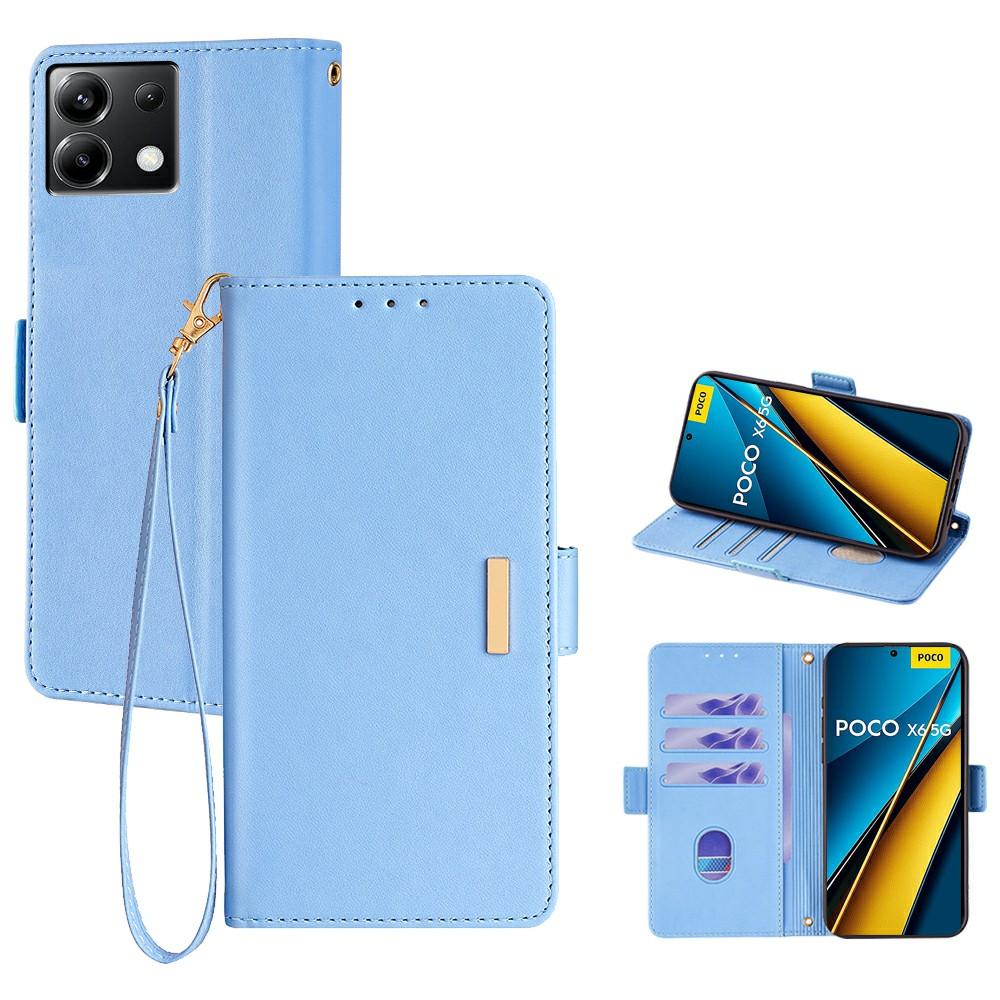 For Xiaomi Poco X6 5G Leather Wallet Case RFID Blocking Stand Cover with Hand Strap