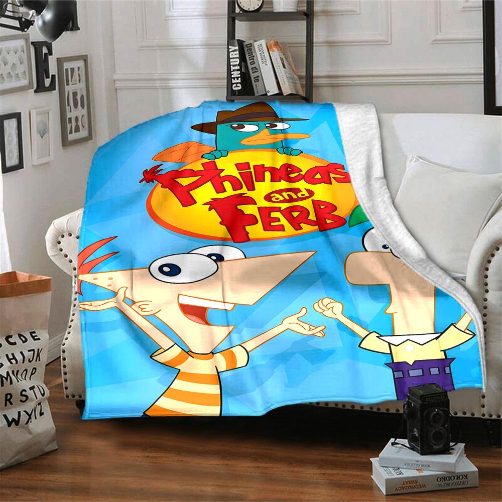 1pc Phineas and Ferb5 Blanket, Gift, for Men and Women, Soft Blanket, Good for Sofa Bed Couch Travel, Lightweight Flannel Blanket
