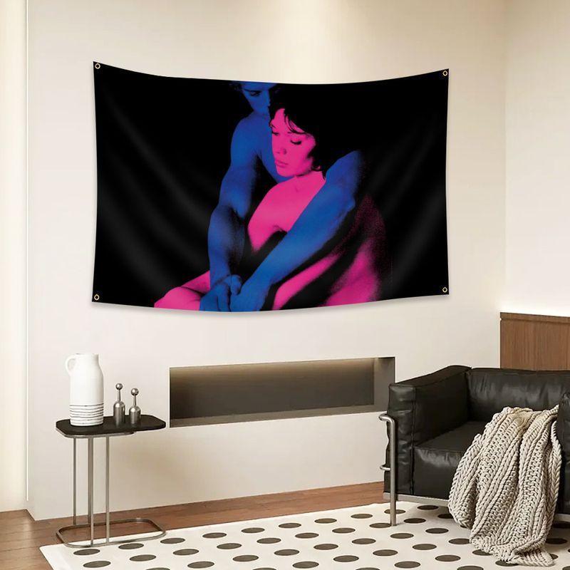 Neon Couple Art Wall Tapestry, Living Room Bedroom Bar Wall Hanging, Aesthetic Polyester Fiber Home Decor