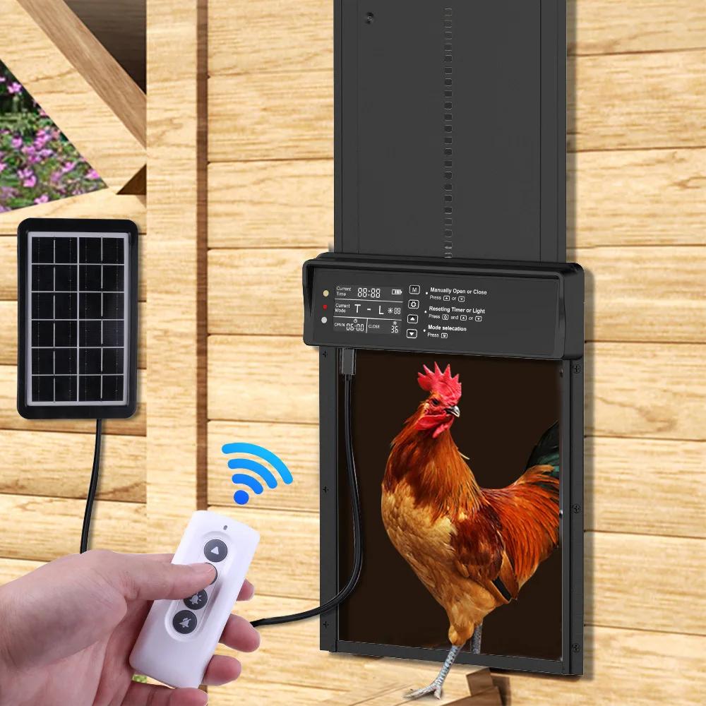 DurableChicken Coop Door Solar Long Battery Life With Remote Control Remote Timing Multifunctional Aluminum Alloy Chicken Door