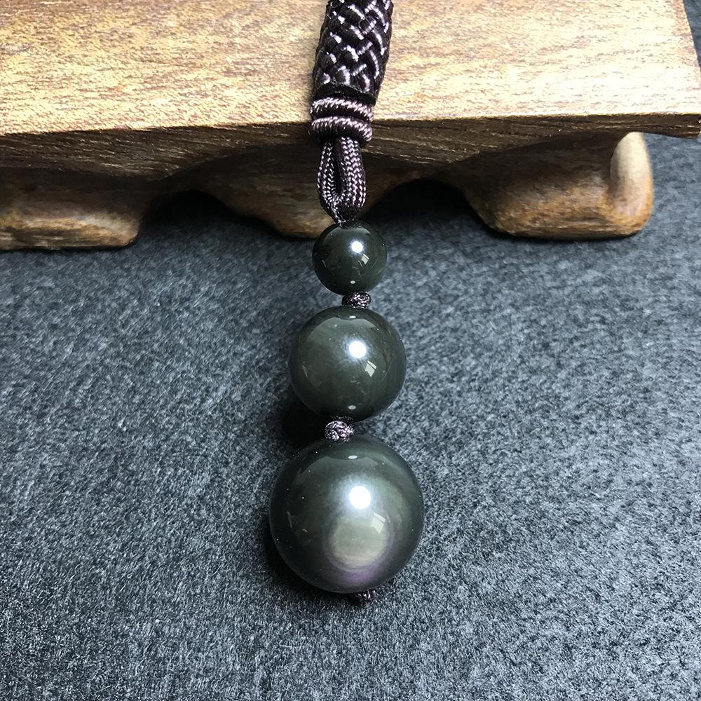 Unisex Agate & Obsidian Necklace: Red Tiger Eye & Silver Pendant, 16MM Stones