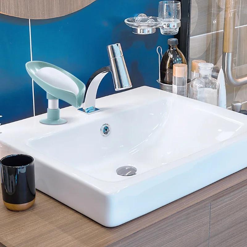 Portable Plastic Suction Cup Soap Dish For Bathroom Shower, Leaf Soap Holder And Sponge Tray For Kitchen Bathroom Accessories