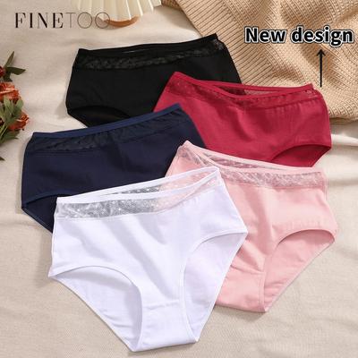 Women Pure Cotton Panties Sexy High-waist Briefs Lace Floral Soft Lingerie